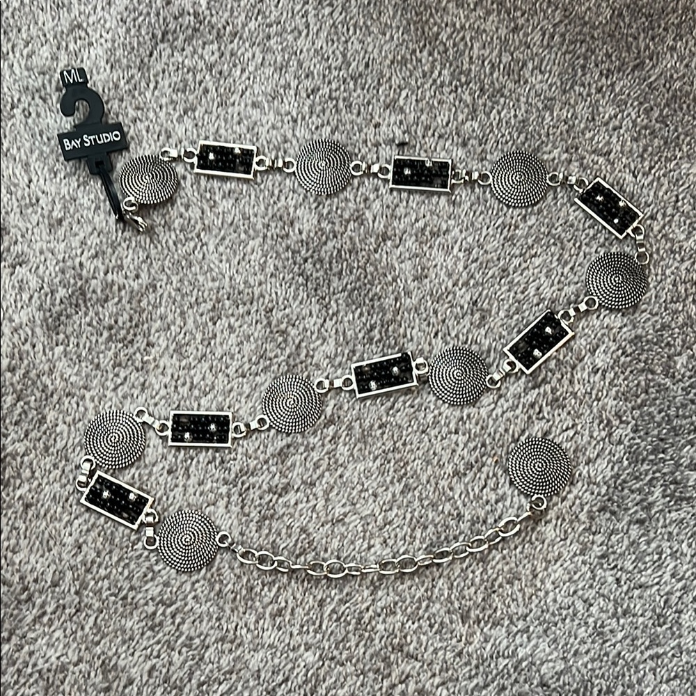 Bay Studio Black and Silver Geometric Chain Belt